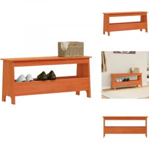 Banc d'entrée cire marron 100x28x45 cm bois de pin massif - Banc Entrée - Banc Coffre - Banc Bois - Meuble Rangement - Décoration Intérieur