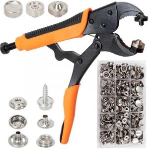 (Orange)Pince Bouton Pression Metal, Boutons Pression Metal Sans Couture, Comprend 3 Matrices Et 80 Jeux De Boutons Pression 15mm pour Cuir, V&ecirc;tements