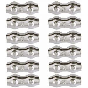 Serre-c&acirc;ble , Serre Cable Acier 3mm 12 Pi&egrave;ces Serre C&acirc;bles Duplex Pince de C&acirc;ble Acier inoxydable 304 D'agrafe de C&acirc;ble,C&acirc;ble Poign&eacute;es pour 2mm C&acirc;ble