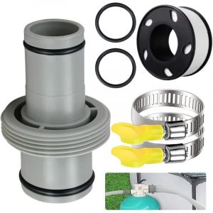 38MM &agrave; 33MM Raccord Tuyau Piscine ,Adaptateur Piscine,Raccord Pompe Piscine,Accessoire Piscine,2 Colliers de Serrage en Acier Inoxydable,2 Anneau en