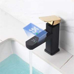 Parkside - Robinet de lavabo avec affichage numérique de la température à led, mitigeur de salle de bain Or noir