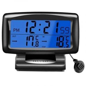 Horloge de Temp&eacute;rature de Voiture, Thermom&egrave;tre pour Voiture Thermom&egrave;tre de voiture num&eacute;rique avec r&eacute;tro&eacute;clairage LCD horloge avec &eacute;cran num&eacute;rique