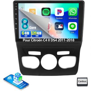 Autoradio Android 14 10 Pouces 6Go+128Go pour Citro&euml;n C4 II / DS4 (2011-2018) - 8-C&oelig;urs, 4G, Apple CarPlay, GPS, Wi-Fi - 6+128G