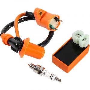 Bobine d'allumage cdi , nouvelle Bougie d'allumage de bobine d'allumage cdi Performance de course pour Scooter atv GY6 50CC 125CC 150CC Orange
