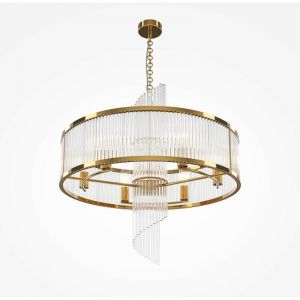 Pier Import - Suspension Art D&eacute;co &ndash; structure dor&eacute;e et cascade verre elma