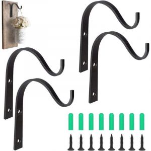 4 Pi&egrave;ces Support Plantes Fer Crochet Mural Suspension Mural Crochet Plante Support Plantes Suspendu Mural avec Huit vis pour Paniers de