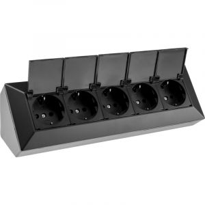 Bloc multiprises CHILITEC 23943, 5 prises, avec volets de protection, 250V/16A, noir