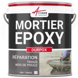 Arcane Industries - Mortier epoxy de ragreage Reparation beton Bouchage trous nid de poule Rattrapage de niveau durpox - 5 kg