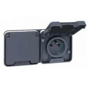 Double prise de courant étanche 2P+T - Complet - Encastré - Gris - 60852 - Oxxo - Eur'Ohm