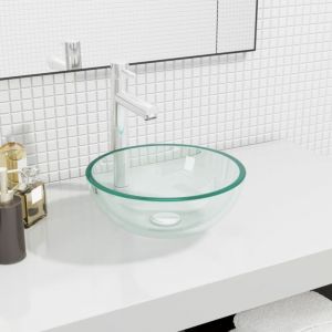 Lavabo Vasque à poser pour salle de bain Verre trempé 30x12 cm Transparent 59986