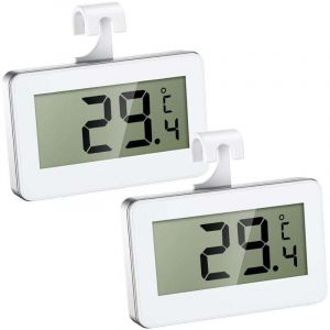 Thermom&egrave;tre R&eacute;frig&eacute;rateur, 2 Pi&egrave;ces Mini Thermom&egrave;tre de Cong&eacute;lateur avec Ecran LCD Facile &agrave; Lire, Thermom&egrave;tre Int&eacute;rieur avec Alarme Antigel, Parfait