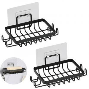 Largeight - Pi&egrave;ces inox Porte Savon Douche sans Per&ccedil;age, Auto-Adh&eacute;sif Porte Savon Mural avec Crochets et &Eacute;conomiseur de Savon, Support Savon Mural