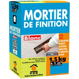 Mortier de Finition Blanc 1.5kg - Enduit de Lissage Pr&ecirc;t &agrave; G&acirc;cher, Haute Adh&eacute;rence - Rebouchage, R&eacute;paration et Finition Murs et Sols