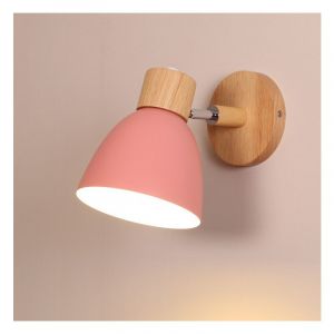 Applique Murale Moderne Applique Murale Nordique En Bois, Lampe Murale Rétro Vintage Pour Intérieur Chambre Café Bar Salon Rose