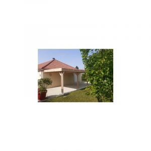 Abri Toit Plat Adossé, 400cmx750cm, Bois douglas Français, Carport, Auvent, Abri voiture