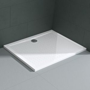 Mai&mai - Receveur de Douche Anti Glisse Bac &agrave; Douche Blanc 75x90x4cm Rectangulaire Lucia02AR avec bonde A2