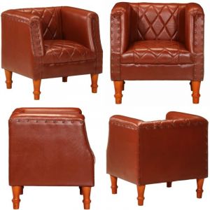 Vidaxl - Chaise cabriolet marron Cuir véritable de chèvre - Fauteuil En Cuir - Fauteuil Vintage - Fauteuil Confortable - Chaise Capitonnée - Mobilier