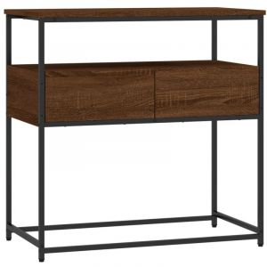 D&eacute;coshop26 - Meuble d'entr&eacute;e table console design &eacute;l&eacute;gant avec tiroirs 75 x 40 x 75 cm bois d'ing&eacute;nierie marron et m&eacute;tal DEC031889