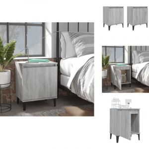 Tables de chevet avec pieds en m&eacute;tal sonoma gris 40x30x50 cm - Table De Chevet Industrielle - Meuble De Chambre - Table De Nuit - Design Industriel