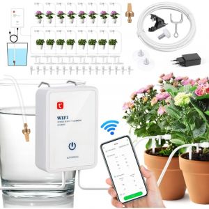 Irrigation Automatique Interieur pour Balcon de Jardin, avec Tuyau Arrosage,Programmateur Arrosage USB-C Rechargeable avec 16 Goutteurs