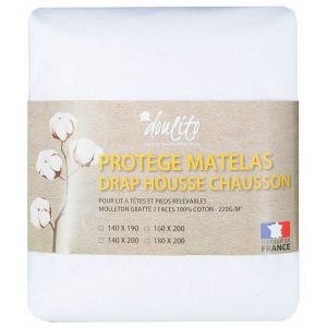 Doulito - Prot&egrave;ge matelas 140x190 cm lit electrique Made in France - Coton - Blanc