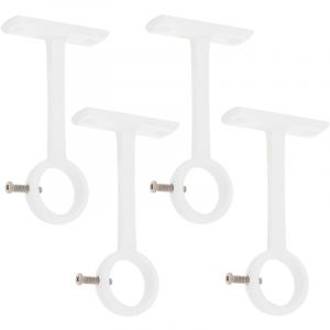 Supports de Tringle à Rideaux, 4 Pièces Aluminium Support Tringle Rideau Plafond pour Barre 20mm à 25 mm, Accessoire Tringle à Rideaux Plafond (Blanc)