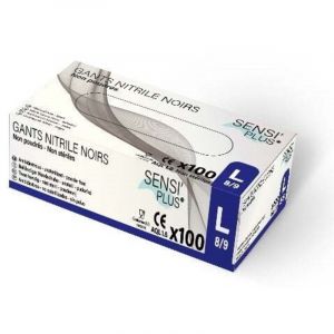 Bo&icirc;te 100 gants nitrile noir T9/10 non poudr&eacute;s EPI et alimentaire
