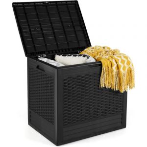 GOPLUS Coffre de Jardin Exterieur Etanche 96L, Coffre Exterieur Etanche HDPE Verrouillable V&eacute;rin &agrave; Gaz, Poign&eacute;e, Banc Pouf 1 Personnes,Charge 80KG