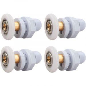 Roulettes Porte de Douche, 4 Pièces Roulette Porte Coulissante Douche en Laiton, pour Remplacement de Douche Coulissante Verre Porte Coureurs (25MM)