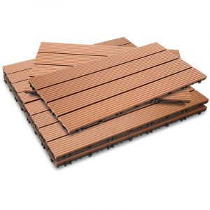 Wolketon Dalle de terrasse Dalles en bois composite WPC 60 x 30 cm Dalles clipsables jardin ext&eacute;rieur 18x jaune-brun