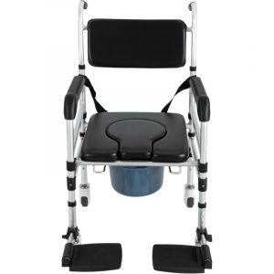 Chaise de douche à Roulettes, Chaise d'aisance Roulante, Commodes de bain Pliantes à Hauteur Réglable pour Douche Intérieure, Chaises de Salle de