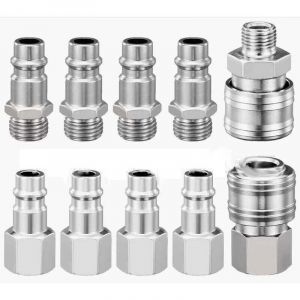 Kit de 10 raccords rapides pneumatiques pour compresseur, 1/4' bsp, raccord rapide, raccord d'air, tuyau, connecteur d'air comprimé, mâle et femelle