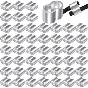 50 Pi&egrave;ces Manchons en Aluminium 4mm, Manchons &agrave; Sertir &agrave; Double Virole en Aluminium, Manchon de Boucle de Sertissage avec &eacute;tui de Rangement pour 4mm