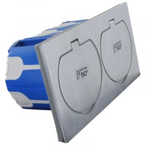 Bo&icirc;te de d&eacute;rivation &eacute;tanche double 2P+T IP55 &ndash; &Oslash;67mm, profondeur 50mm, pr&eacute;c&acirc;bl&eacute; 2,5mm&sup2; &ndash; Pour chantiers humides &ndash; BLM