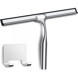 Raclette Douche en Acier inox avec Crochet, Raclette de Douche Argent, Raclette Vitre Douche, Raclette Salle de Bain pour Carrelage Mur Verre Porte