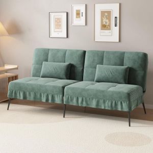 Comhoma - canapé Convertible en Peluche, canape 3 Places, Style Moderne, pour Salon, Appartement, Petit Espace,Pieds en métal 174 40 74cm, Orange