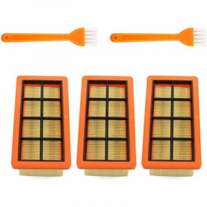 Lot de 3 filtres pliss&eacute;s plats avec 2 brosse pour aspirateur &agrave; cendres K&auml;rcher 6.415-953.0 AD2 AD3 AD4 Premium AD 3.000, AD 3.200 Robot Aspirateur