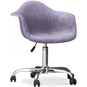 Chaise de bureau avec accoudoirs - Chaise de bureau pivotante avec roulettes - Grev Violet pastel
