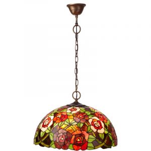 Lampe à suspension avec chaîne et abat-jour Tiffany diamètre 45 cm Série New York