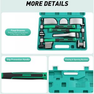 Outil de r&eacute;paration de carrosserie de voiture 9PCS, outil de garde - boue de carrosserie en acier, kit de r&eacute;paration de carrosserie pour r&eacute;paration