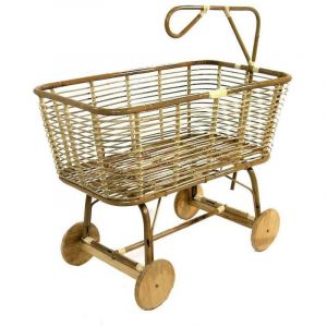 Argonauta - Berceau en rotin pour enfants avec roues en bois 97x57xh.43 - 79 cm