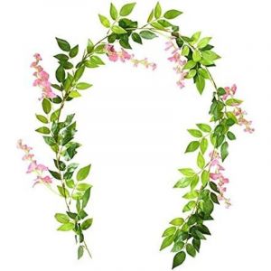 Guirlande de Glycines Artificielles 1.8m - Plantes Grimpantes Fausses Lierre pour D&eacute;coration Murale, Arche de Mariage, Tonnelle et Balcon (Fleurs