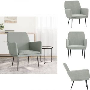 Fauteuil Gris clair 62x79x79 cm Velours - Fauteuil Relaxant - Fauteuil Velours - Fauteuil Design - Chaise Confort - Mobilier Salon