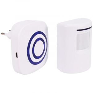 Carillon de porte, d&eacute;tecteur de mouvement sans fil, sonnette intelligente pour visiteur, alarme de s&eacute;curit&eacute; pour all&eacute;e avec 1 r&eacute;cepteur enfichable et