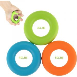 3 Pi&egrave;ces Hand Grip Strengthener,Exerciseur de Doigts en Silico,hand grip,balle reeducation main,reeducation main,muscler avant bras,30/40/50LB