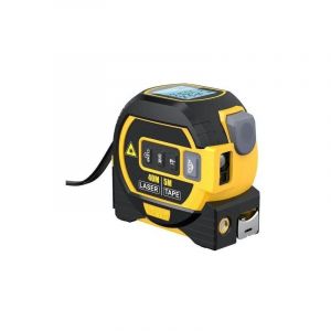 Mètre Laser Numérique 3 in 1 avec ligne laser croisée, 131Ft Télémètre Laser Numérique, 16Ft Mètre à Ruban avec Rétroéclairage LCD pour Distance,