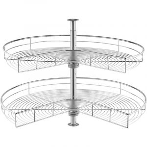 VEVOR Plateau Tournant pour Meuble deAngle 80 cm 2 Niveaux, Tourniquet de Cuisine Rotatif a 360&deg;, Etagere Pivotante pour Placard d&rsquo;Angle Reglable en