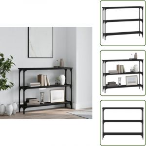 The Living Store - Table console noir 100x22,5x75 cm bois d'ing&eacute;nierie - Table Basse - Meuble D'entr&eacute;e - Table D'appoint - Table Industrielle - Table