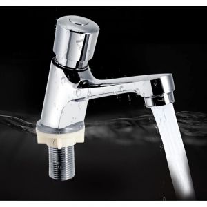 Robinet Poussoir Temporis&eacute;, G1/2 Robinet Poussoir Eau Froide Robinets de Lavabo pour Salle de Bain Robinet Salle Bain Robinet Lave Main Eau Froide