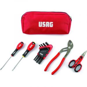 Mallette &agrave; outils Usag U00070053 avec tournevis, cl&eacute;s m&acirc;les, pinces r&eacute;glables et ciseaux 13 pi&egrave;ces
